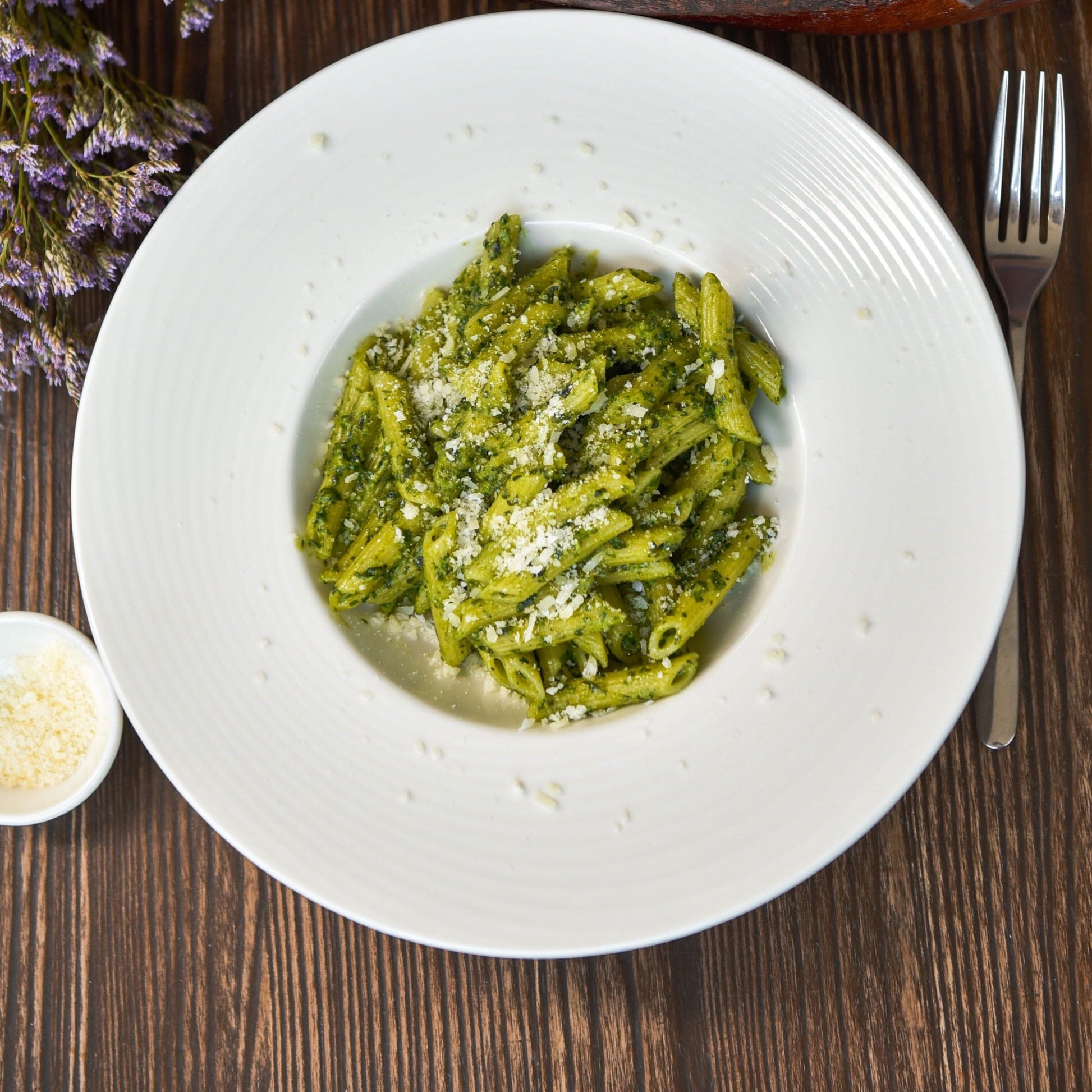 Penne Pesto at zucchini