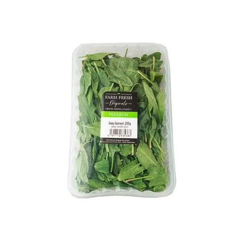Farm fresh baby spinach packed at zucchini