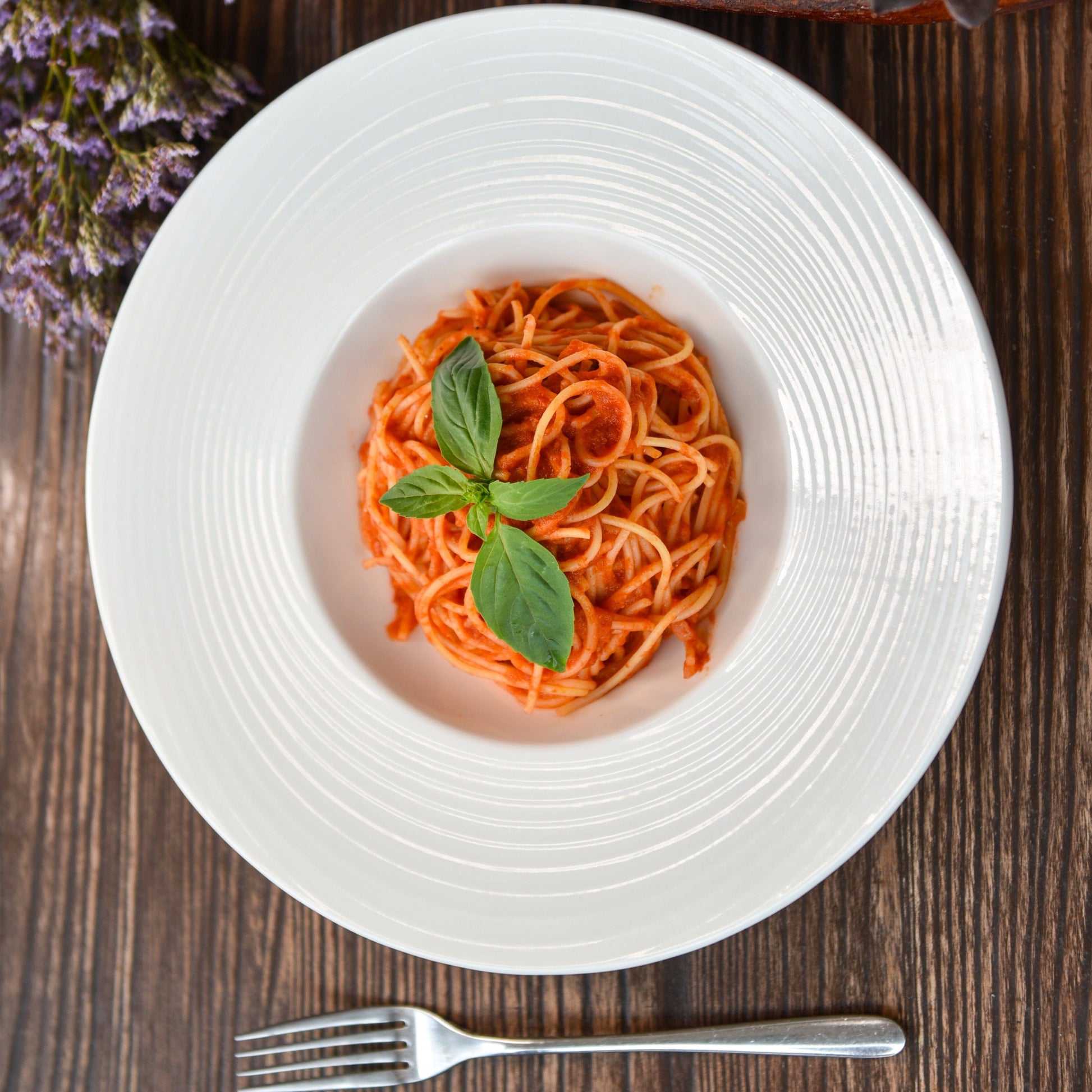 Spaghetti Arrabiata at zucchini