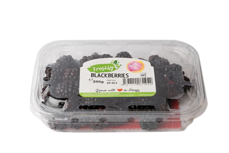 Fresh blackberries at zucchini