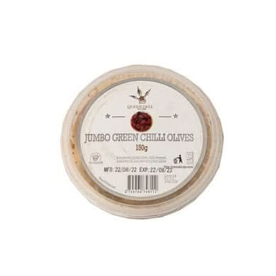 Zucchini Jumbo Green Chilli Olives 150g.